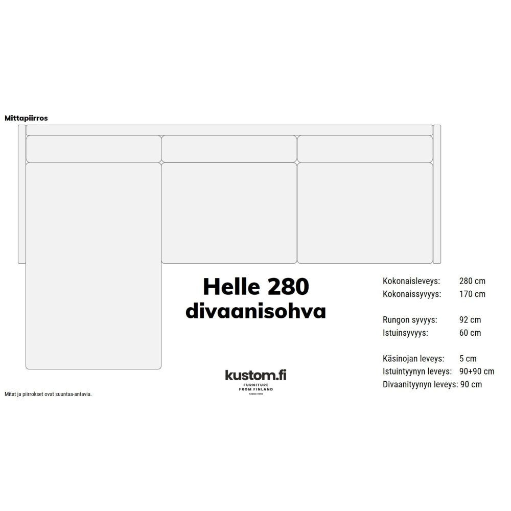 Helle Divaanisohva 280 Cm / Tukeva