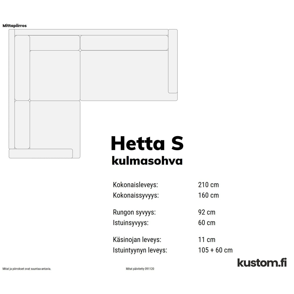 Hetta kulmasohva, kokonahkainen