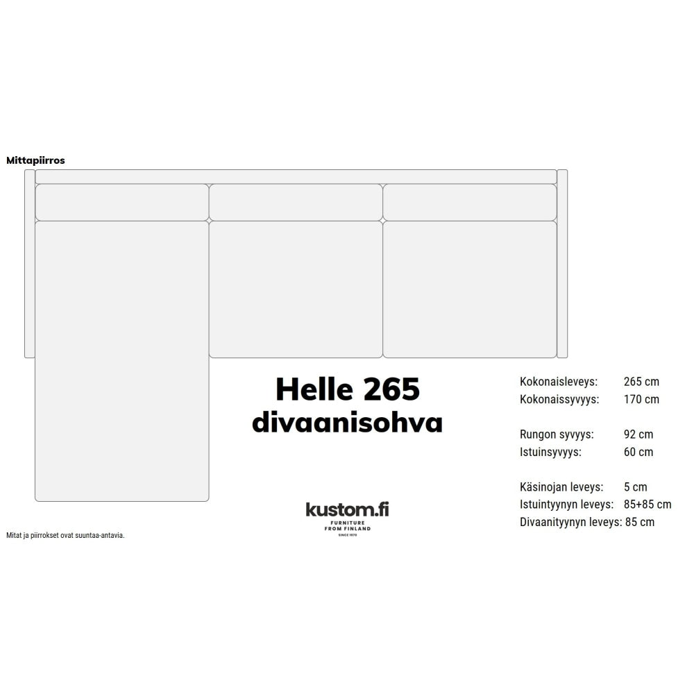 Helle Divaanisohva 265 Cm / Tukeva
