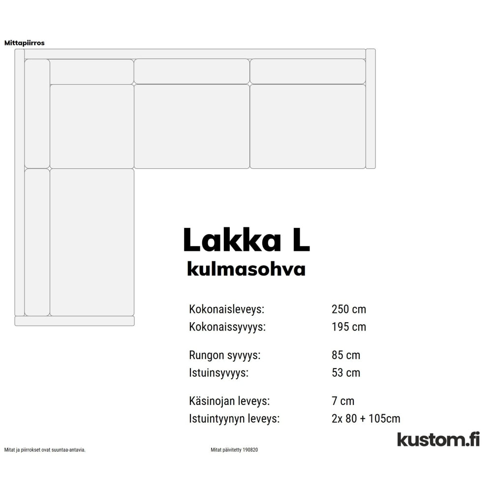Leppoisa Lakka kulmasohva, kokonahkainen