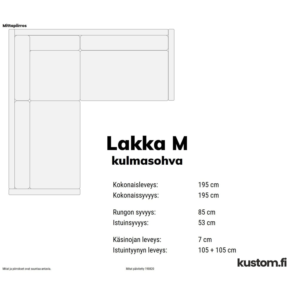 Leppoisa Lakka kulmasohva, kokonahkainen