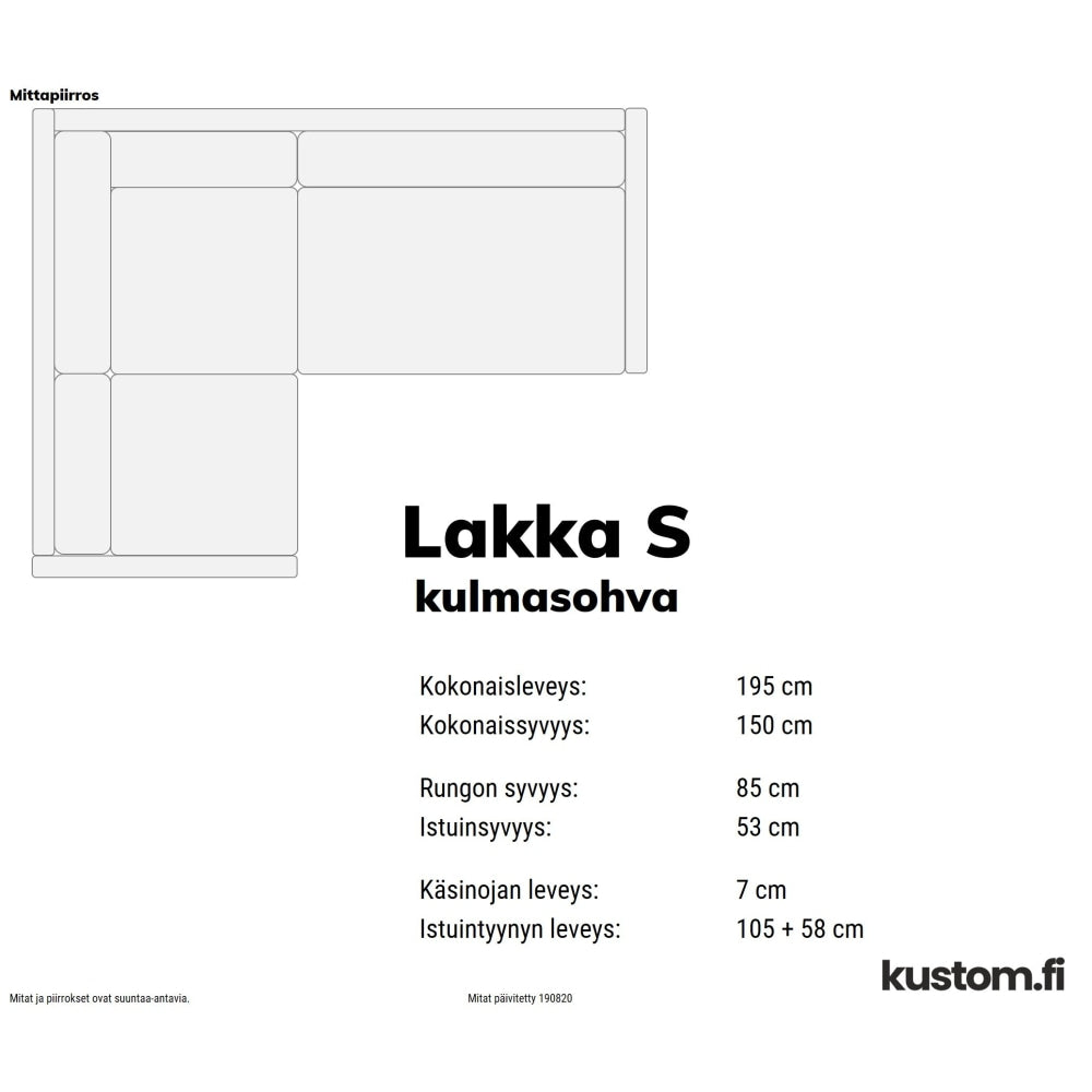Leppoisa Lakka kulmasohva, kokonahkainen