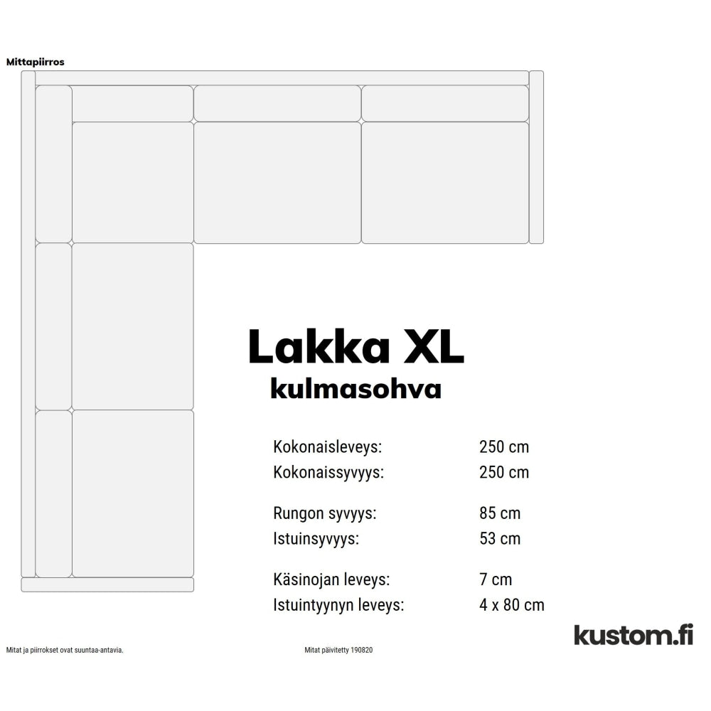Leppoisa Lakka kulmasohva, kokonahkainen