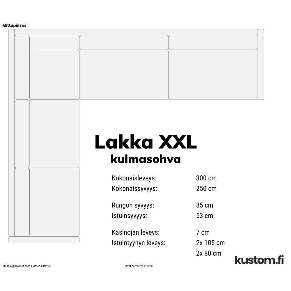 Leppoisa Lakka kulmasohva, kokonahkainen
