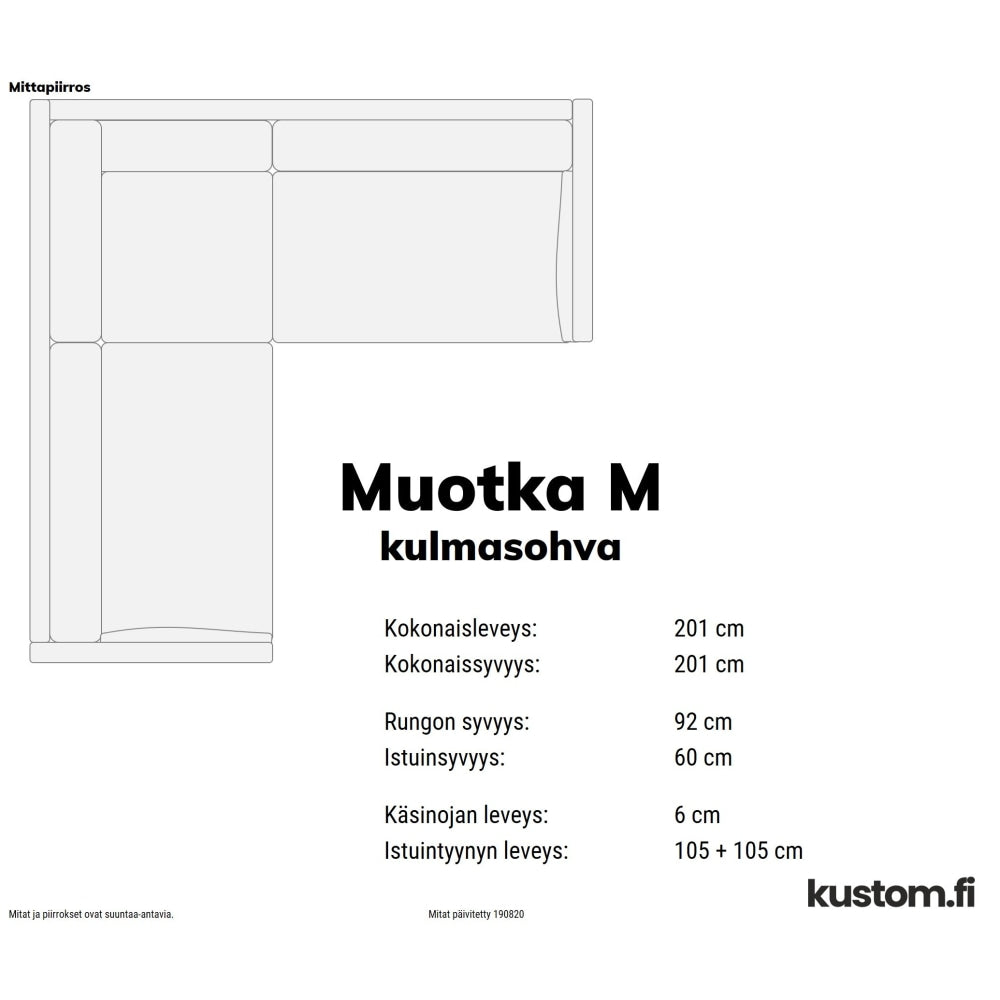 Muotka kulmasohva, kokonahkainen