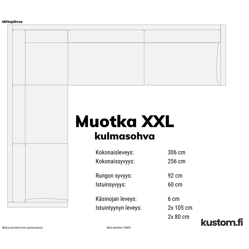 Muotka kulmasohva, kokonahkainen